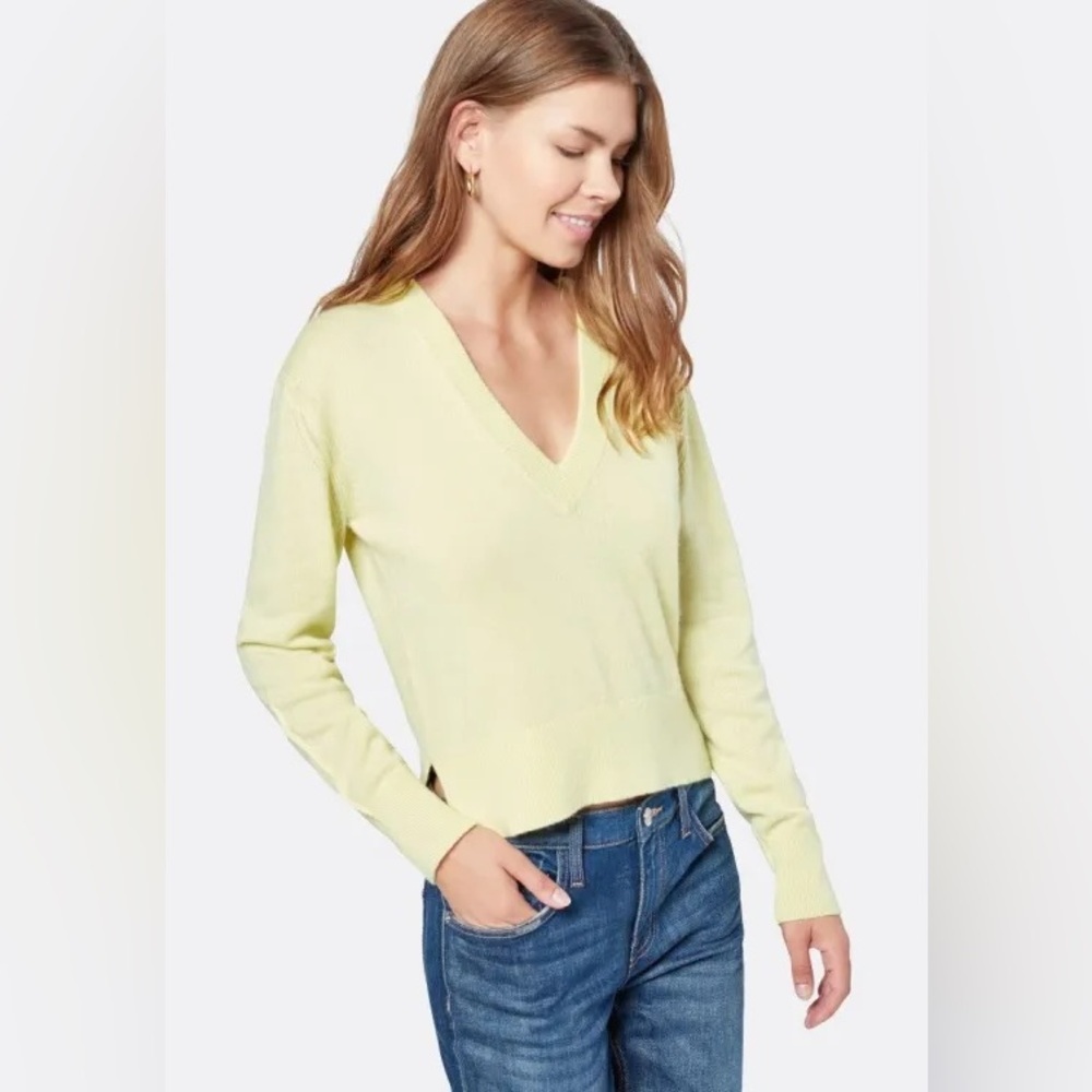 Joie Pale Yellow V-Neck Sweater